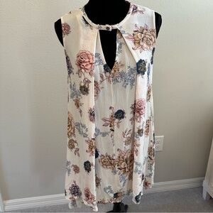 Audrey Floral Keyhole Blouse - Cream and Pink